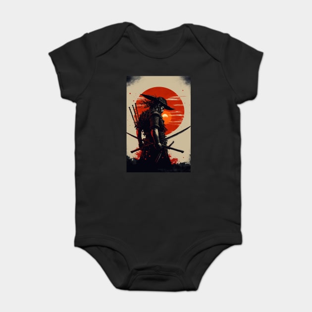 The Crimson Sun: A Symbol of the Epic Warrior in Japanese Culture Baby Bodysuit by Darksavage